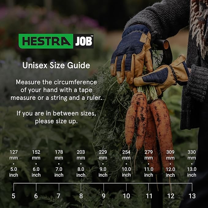 Hestra Job Garden Robin Durable Adult Work and Gardening Gloves, Washable Gloves for Everyday Gardening, Yard Work & Tool Use