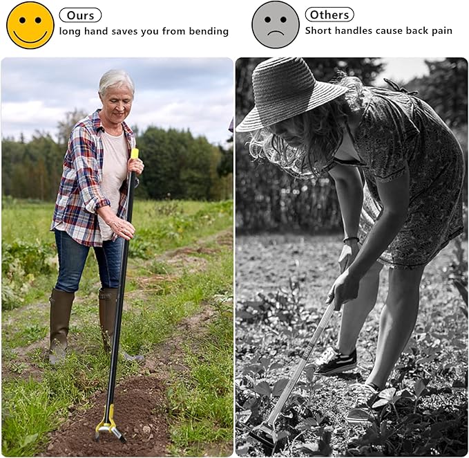 BsBsBest Scuffle Hoe Garden Tool, Stirrup Loop Hoe with 42 Inch Adjustable Long Hand, Great for Weeds in Backyard,Vegetable Garden
