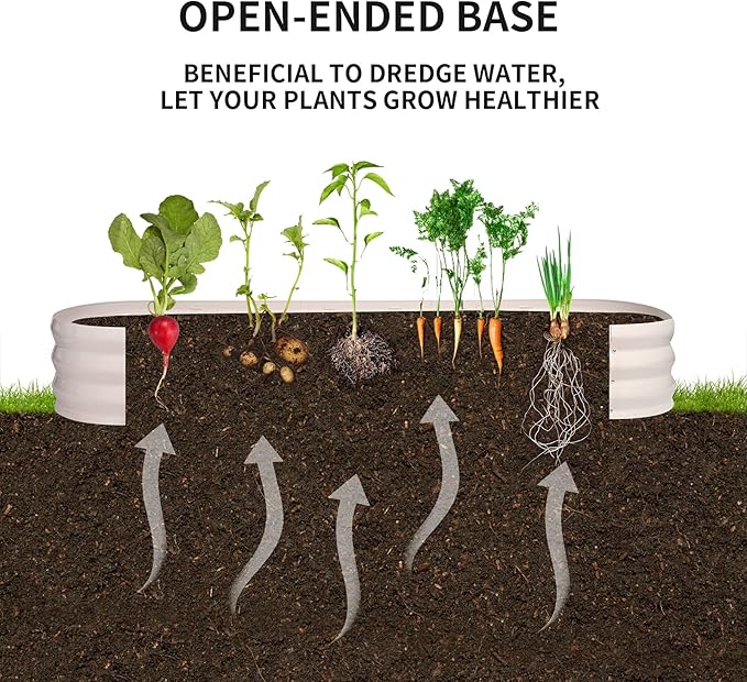 GADI Raised Garden Bed Kit for Vegetables Flower Galvanized Metal Planter Boxs Designed for Easy DIY and Cleaning Not Twist Or Rot (Milky White)
