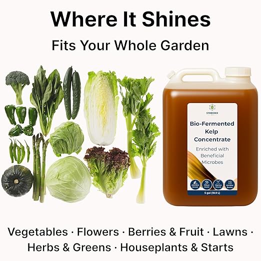 Liquid Seaweed Fertilizer for Plants with Soil Activator, Fermented Organic Liquid Kelp Fertilizer for Vegetables, Indoor and Outdoor Plants - Made in USA (5 Gallon)