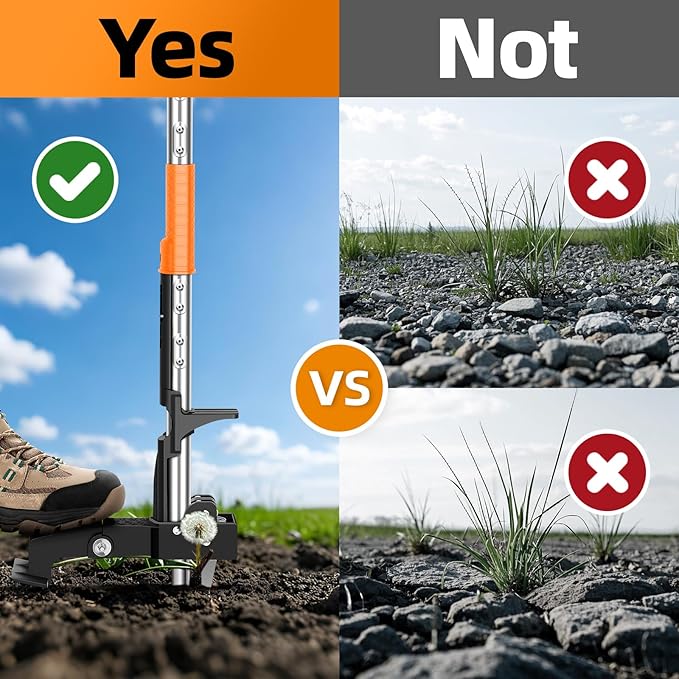 Weed Puller Tool, Heavy Duty Stand Up Weed Puller with 39.3" Long Handle & Tough Stainless Steel Claws, Detachable Gardening Hand Weeding Tool for Lawn Garden Without Bending, Pulling, or Kneeling