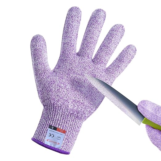 Cutting Gloves, 1 Pairs of Cut Resistant Gloves Food Grade, Cut Resistant Gloves for Kitchen, Oyster Shucking, Fish Fillet Processing, Carving Wood and Gardening(Medium-Violet)