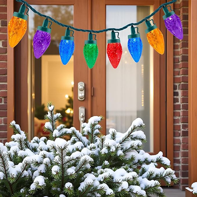 YULETIME Multicolor C9 Strawberry LED Christmas Lights, 68 ft 100 Count 8" Spacing Waterproof Holiday String Light (Multicolor - C9)