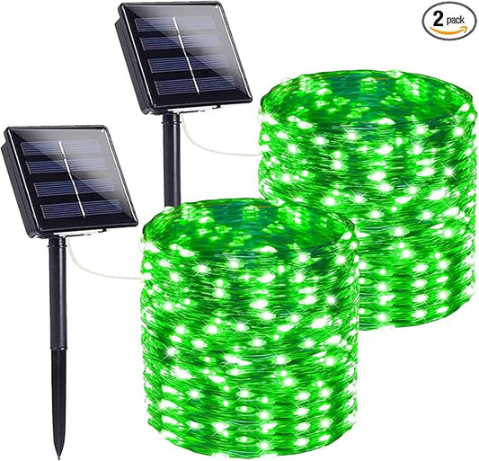 Extra-Long 144FT Solar String Lights for Outside, 2 Pack 400LED Solar Christmas Lights Outdoor, Waterproof Copper Wire with 8 Modes Twinkle Fairy Lights for Tree Garden Party Xmas Decor (Green)
