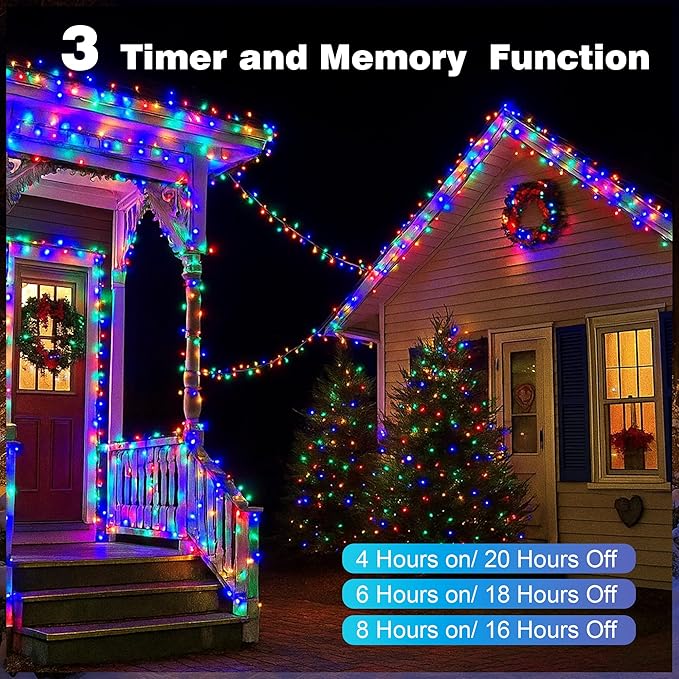 Christmas Lights 1200 LED 394 FT, IP67 Waterproof Christmastree Lights with 8 Modes, Remote Control 3 Timers & Memory Function Xmas Decorations for House and Holiday (Multicolor)