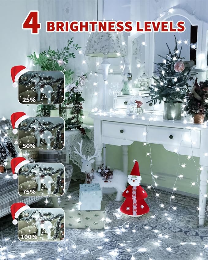 1200 LED 403FT Christmas Lights String Outdoor Indoor, Cold White Xmas Tree Lights, Plug in Twinkle Fairy Light with Remote Timer Dimmable for Room Yard Holiday Party Wedding Camping Decor