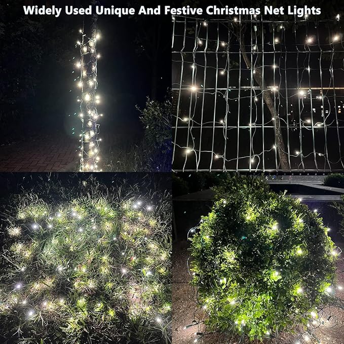 Christmas Lights Outdoor Decorations for Bushes,LED Connectable Bush Christmas Lights Outdoor Yard Mesh Shrub Net Light for Party, Holiday, Wedding, Tree,Bushes (Cool White)