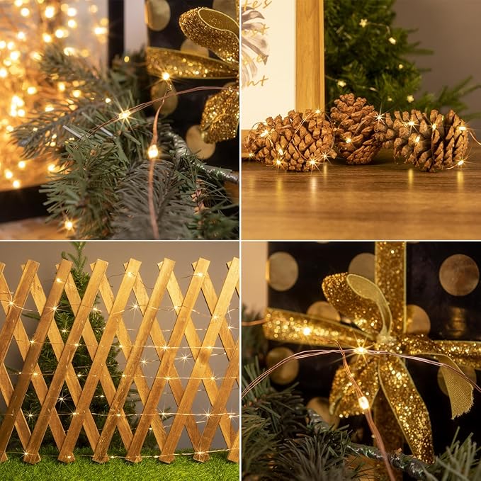 Solar String Lights for Outside,200FT 600 LEDs Solar Fairy Lights,Waterproof 8 Modes Button Outdoor String Light for Patio Garden Backyard Tree Wedding Christmas,Copper Wire,Warm White