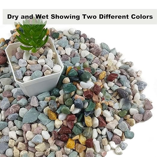 5LB Succulents Rocks for Plants Cactus Gravel Pebbles for Fish Tank 1/2 Inch Natural River Rocks for Vase, Aquarium, Landscaping,Bonsai,Terrarium Pebbles, Mixed Color