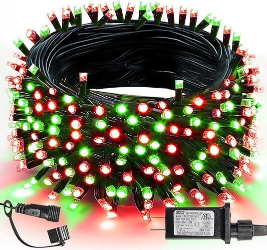 TW SHINE Christmas Lights, 200 LED 66FT Outdoor Christmas Lights Plug in with 8 Modes, Waterproof Light Outdoor, Indoor Xmas Decorations for Party Yard House Decor, Red and Green
