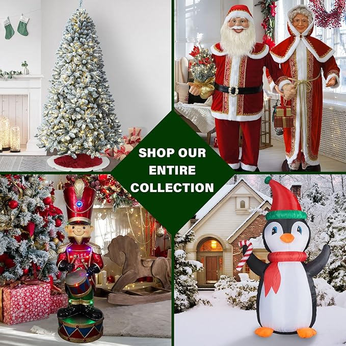 Fraser Hill Farm 10-ft. Pine Valley Flocked Christmas Tree, Huge Fake Christmas Tree with No Lights, Unlit Snowy Artificial Christmas Tree, Festive Indoor Holiday Decoration