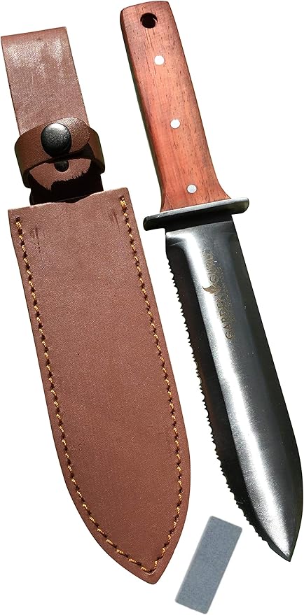 Garden Guru Hori Hori Garden Knife Supreme Set for Weeding, Digging, and Cultivating - Stainless Steel Full Tang Blade | Marks for Measuring Planting Depth | Premium Leather Sheath - 1 Case (30 Pcs)