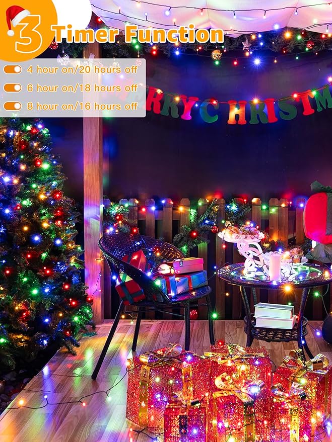 328 FT 1000 LED Christmas Lights, Waterproof Outdoor String Lights with Remote and Timer, Christmas Tree Lights with 8 Modes Dimmable, Fairy Lights for Holiday Decor (Multicolor)
