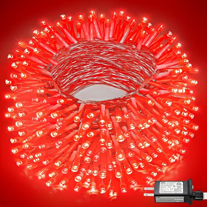 100FT 300 LED Christmas Lights Outdoor, Plug in Christmas String Lights Indoor, Waterproof & 8 Modes & Timer Function, Connectable Fairy Twinkle Light for House Classroom Patio Wedding Decor, Red