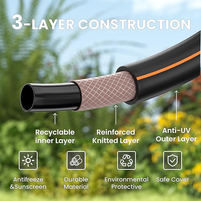 Giraffe Tools Garden Hose 6ft x 5/8", Short Water Hose Lightweight, Flexible Hose with Swivel Handle, Male to Female Fittings