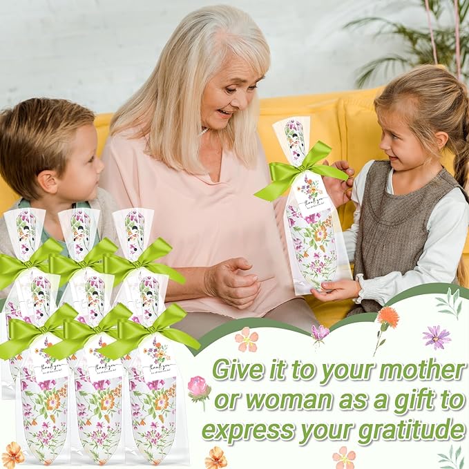 Capoda 12 Sets Floral Garden Shovels Bulk Gardening Gift for Women Mini Garden Tools Heavy Duty Floral Hand Trowels Thank You Cards with Gift Bags for Mom Birthday Teacher Employee(Green,Classic)