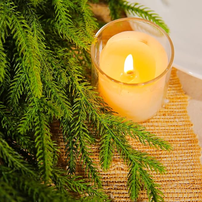 WBHome 6ft Pre-lit Real Touch Norfolk Pine Prelit Christmas Garland, Winter Greenery Garland for Christmas, Holiday Seasonal Outdoor/Indoor Home Decor