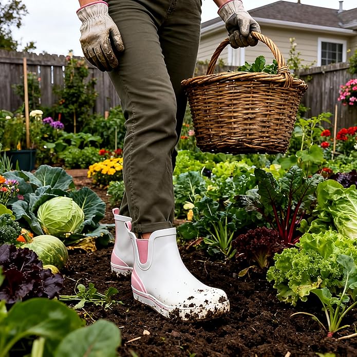 WTW Womens Rain Boots Deck Boots for Men - Lightweight Waterproof Rubber Fishing Rain Shoes with High Traction for Gardening Camping