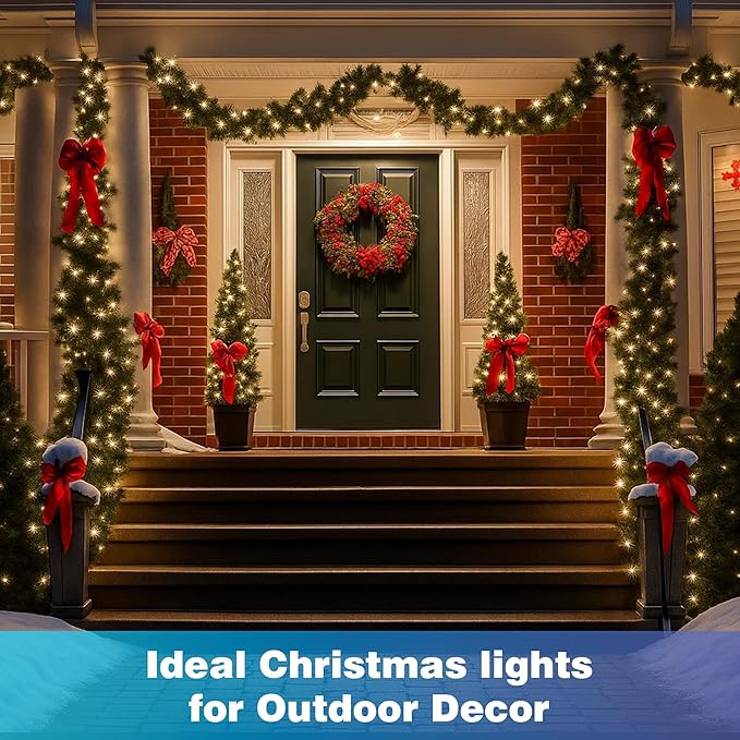 Christmas Lights 1200 LED 394 FT, IP67 Waterproof Christmastree Lights with 8 Modes, Remote Control 3 Timers & Memory Function Xmas Decorations for House and Holiday (Warm White)