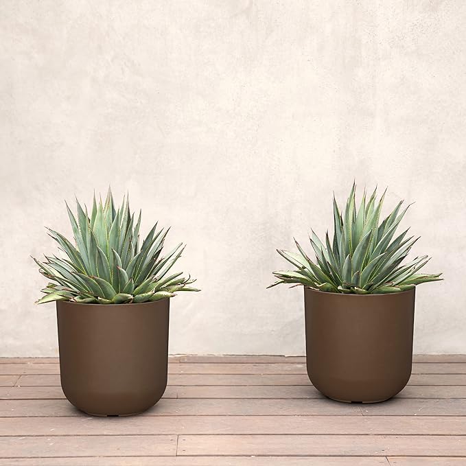Veradek Mason Series Lima Planter for Indoor/Outdoor Garden | Made from Plastic & Concrete w/Drainage Holes | Modern Décor for Succulents, Flowers, Small Plants
