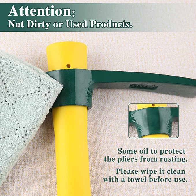 15 Inches Pick Mattock Hoe, Heavy Duty Forged Weeding Mattock Hoe with Fiberglass Handle, Garden Pick Axe, Forged Adze Pick for Digging Weeding Prospecting Camping Gardening Loosening Soil