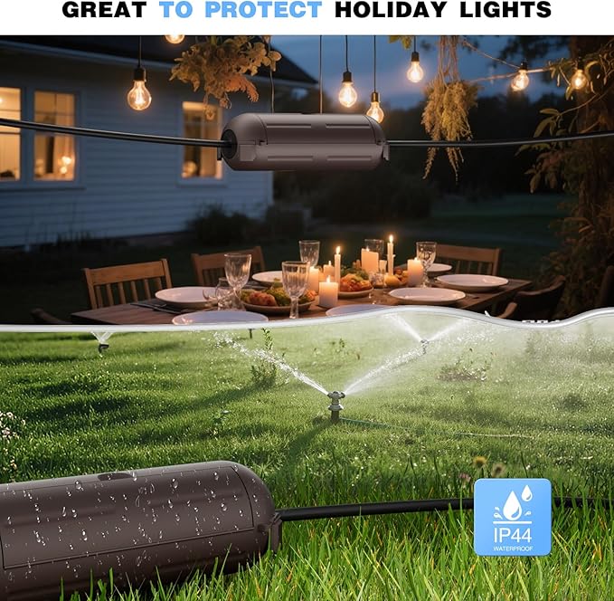 Flemoon [3 Pack] Outdoor Extension Cord Waterproof Cover, Weatherproof Electrical Connection Box for Outdoor Plug, Outlet, Outdoor Outlet, Socket, Halloween, Christmas Holiday Decoration Light, Brown