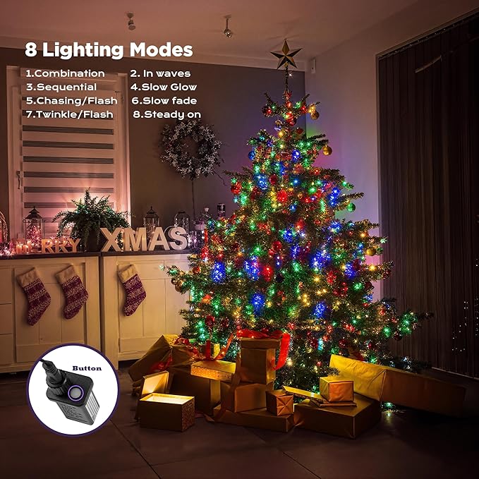WBao Christmas Lights Indoor Outdoor 800LED 272ft, Super Bright LED Christmas String Lights with UL Certified, 8 Lighting Modes, Timer, Memory & Waterproof for Trees, Patio, Party Decor, Multicolor