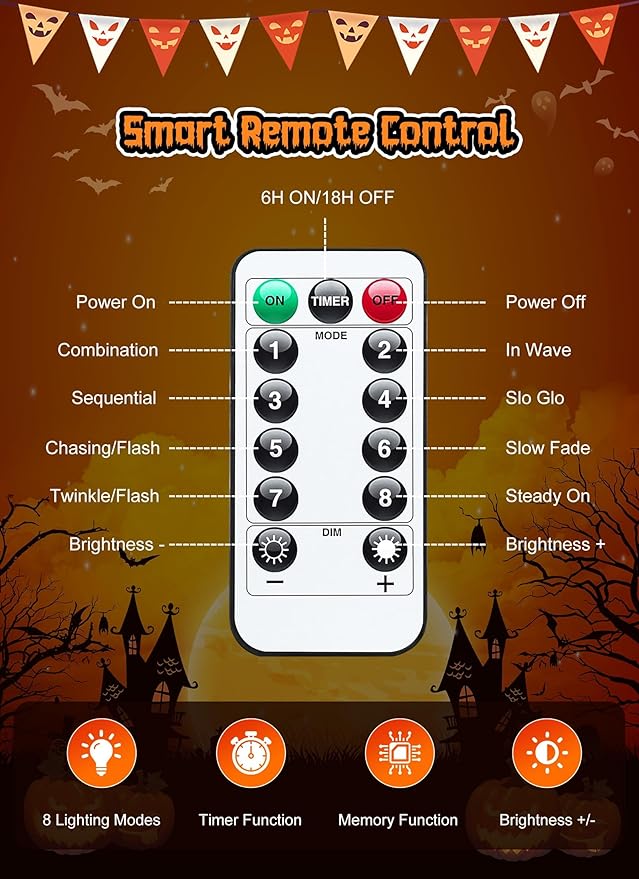 Halloween Decorations Orange Lights Indoor, 100 LED 39 FT Twinkle String Lights USB Powered with 8 Modes, Orange Light with Remote for House Window Holiday Party Xmas Halloween Decor