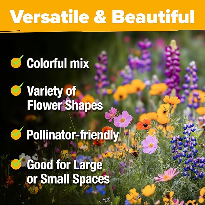 HOME GROWN Texas Wildflower Seeds 87,500+ Non-GMO Perennial Wildflower Seeds Mix for Attracting Bees, Birds & Butterflies - 22 Varieties Bulk Wild Flower Seed Mix for Full Sun & Shade Gardens (2 oz)