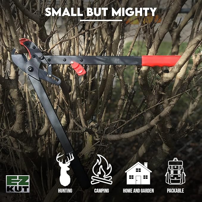 EZ Kut BranchCutter Anvil Loppers. Ratcheting Tree Cutter - Sub Compact Lightweight Packable Loppers best Tree Branch Cutter - Yard Tools Since 1988