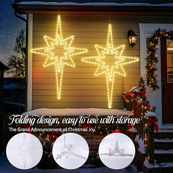 Joomer 45'' Christmas Lights Outdoor Waterproof, Super Bright Bethlehem Star Lights Decoration with Timer for Outdoor Indoor Home Party Wall Hanging Light