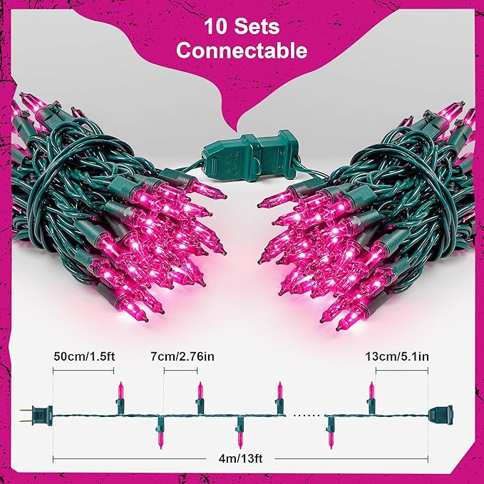 Purple Halloween Lights Outdoor,50 Count Incandescent Bulb Waterproof Fairy Lights，13FT UL Certified Mini String Lights for Holiday Decorations, Christmas,Halloween,Party, Xmas, Yard,Patio