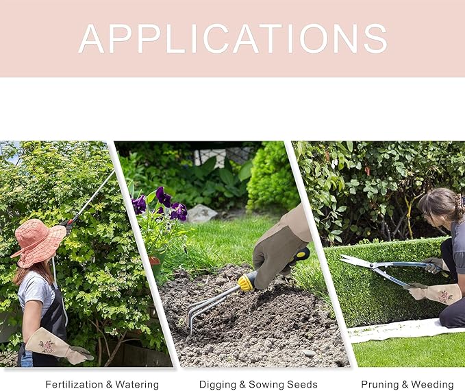 Long Gardening Gloves for Women,Durable Rose Pruning Gloves Thorn Resistant for Weeding Planting Digging(1 Pair)