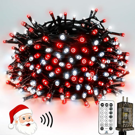 Voice Controlled Christmas Lights with Remote, 99 FT 300 LED String Lights Indoor Outdoor with 12 Modes 3 Timers, Dimmable Twinkle Light Plug in Waterproof for Xmas Tree Party Decor, Red and White
