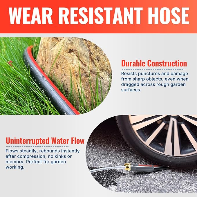 YAMATIC Female to Female Short Garden Hose 5/8 in x 5 ft, 2 in 1 Dual Use Heavy Duty Leader Hose with Solid Brass Connector, All-Weather Water Hose, Burst 300 PSI