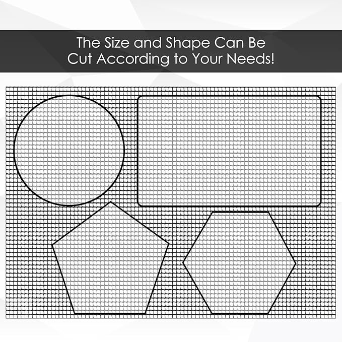 15 Pack Flower Pot Hole Mesh Pad, 11.8 * 7.8 Inch Bonsai Pot Mesh Plant Drainage Mesh Hole Screens Gasket Keep Soil from Flowing Away (Black)