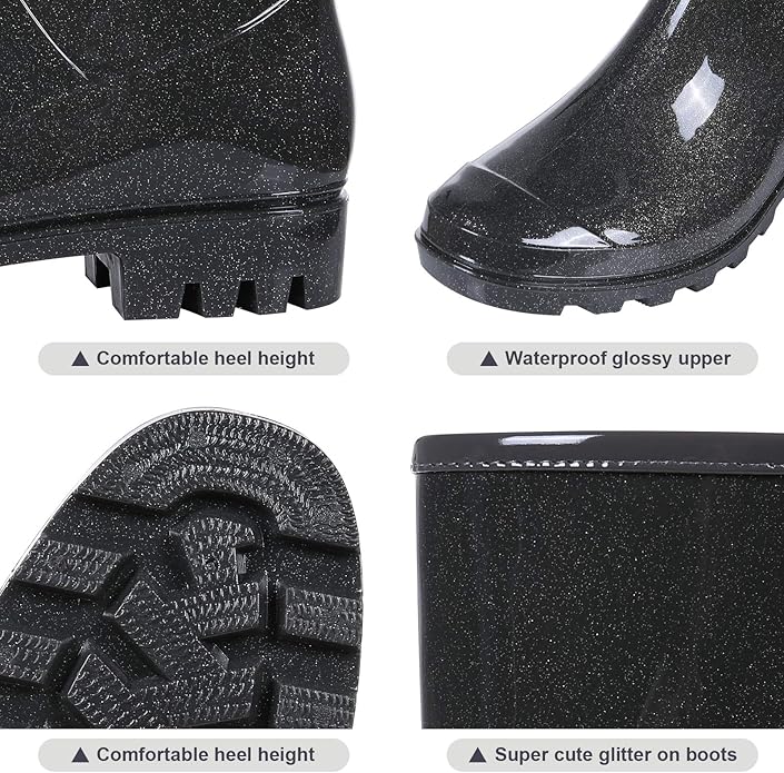 Evshine Women's Mid Calf Rain Boots Waterproof Garden Shoes