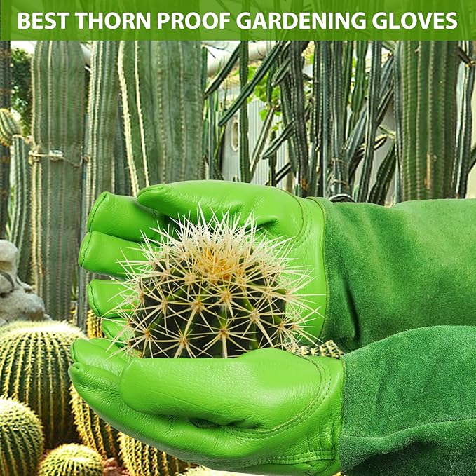 Long Gardening-Gloves Women/Men-Thorn proof Rose Pruning Heavy Duty Gauntlet-M