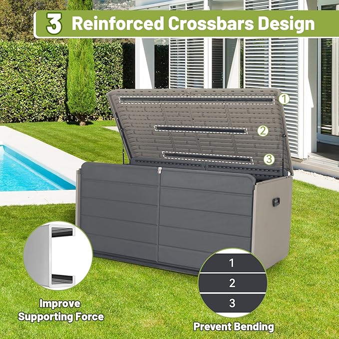 Resin Deck Box 200 Gallons, Extra Large Heavy-Duty Outdoor Storage Box, Lockable & Waterproof Patio Outside Storage Box for Patio Furniture, Tools, Pool Supplies