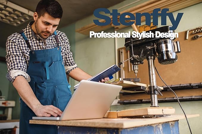 Woodworking Apron, Tool Apron, Canvas, Multiple Pockets, Adjustable Zipper, Metal Ring, Tape Measure Clip, Plus Size, Blue