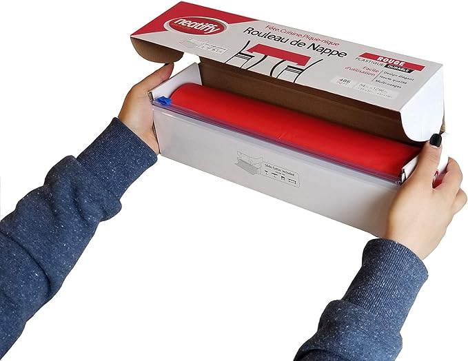 Neatiffy Disposable Plastic Table Cloth Roll | 54 in x 108 Ft Waterproof Tablecloth | Table Cover for Rectangle, Square, Round Oval Tables | Picnic, Party, Banquet, Birthdays, Weddings - Red