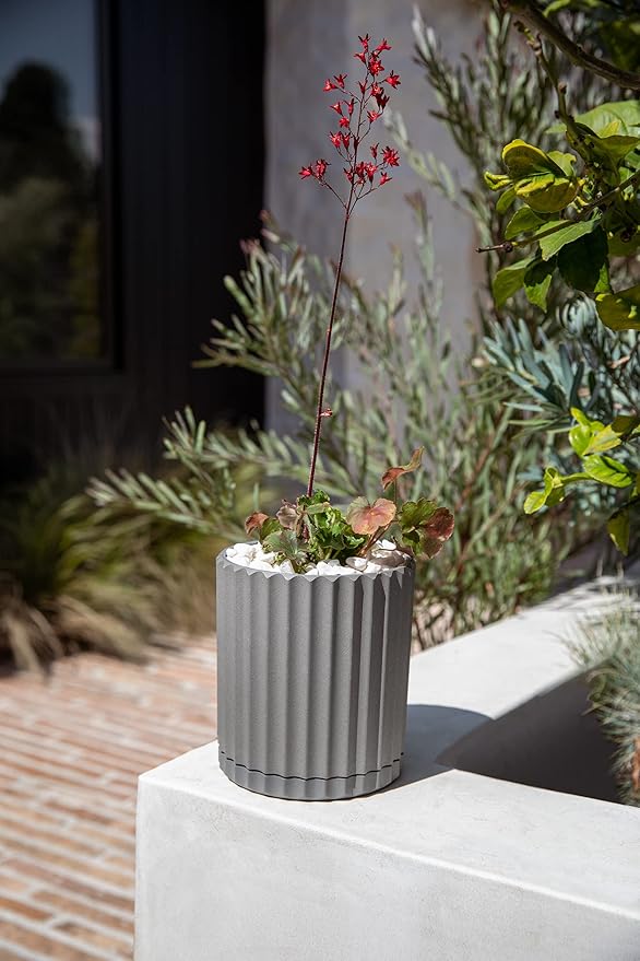 Veradek Demi Series Demi 6" Planter w/Tray - Grey, 2 Pack