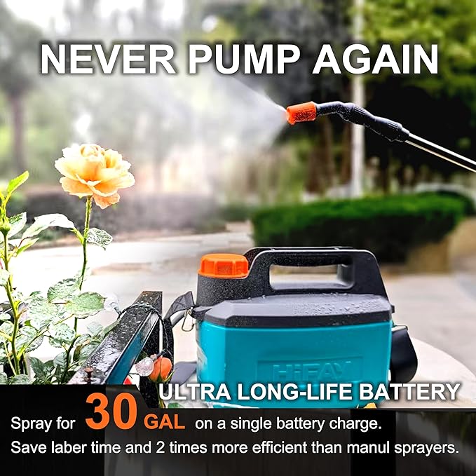 ES4-PRO Electric Sprayer 1 Gallon Built-in 4000mAh,Rechargeable Battery Powered Sprayer with Telescopic Wand,Plant Mister,Kitchen Cleaning,Indoor Watering Can for Plants (Blue)