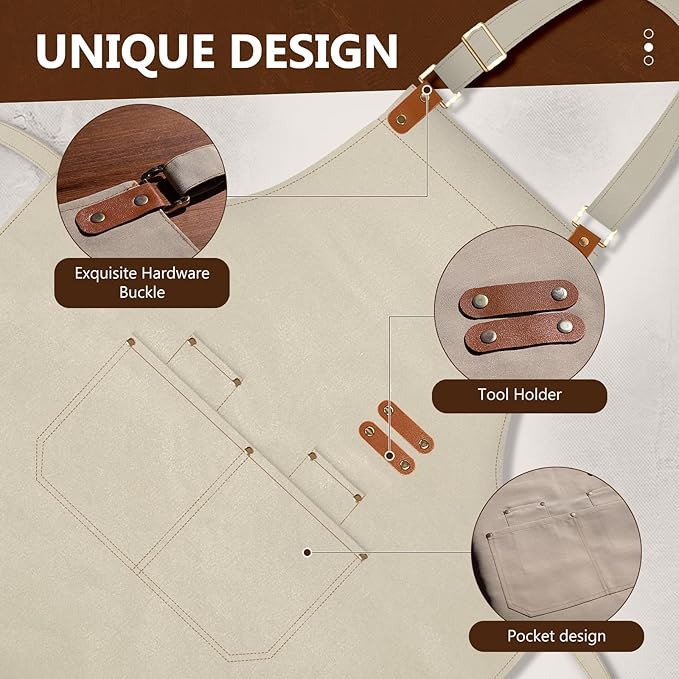 Chef Apron for Men Women with Pockets Adjustable Strap, Water Repellent Apron for Cooking, Baking