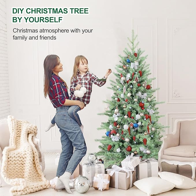 5FT Artificial Skinny Christmas Tree,Unlit Blue Spruce Slim Pencil Xmas Tree