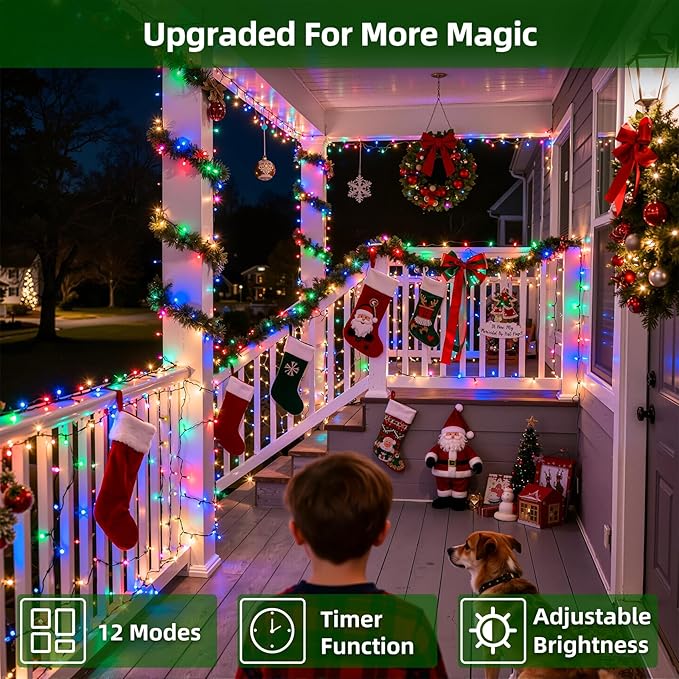 750 LED 240FT Christmas Lights Outdoor,12 Lighting Modes Christmas String Lights with Timer, Dimmable Multicolor LED StringLights Waterproof for Yard Tree Wedding Party Holiday Multicolor
