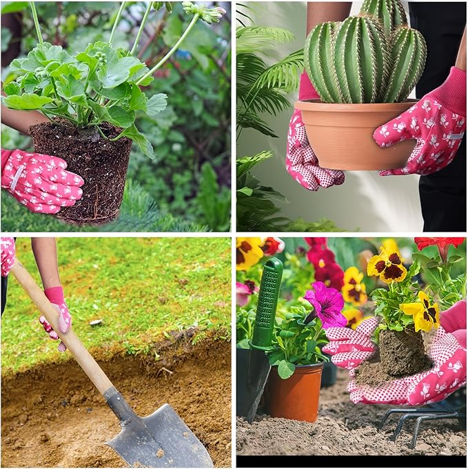 Gardening Gloves for Women - Long Sleeve Thorn Proof Garden Gloves for Yard Work, 1 Pair Long & 1 Pair Short (Pink, Medium)