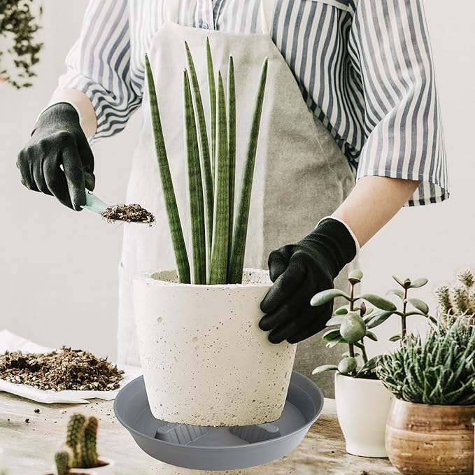 4 Pack Plant Saucer 8 inch, 10 12 14 17 inch, Plant Stand Plastic Plant Saucers for Indoors Outdoor, Heavy Duty Flower Planter Drip Trays for Pots, Pot Saucers for Plants, Grow Bags Saucers