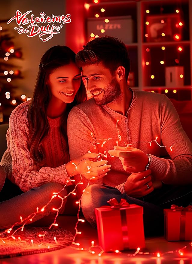 Minetom Valentines Decor Red Lights, 39 Feet 100 LED Mini Valentines String Lights USB Operated, Waterproof Tree Lights Indoor for Home Bedroom Holiday Decorations
