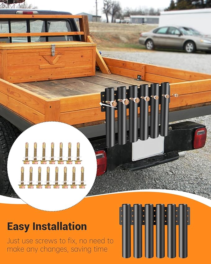 6-Hole Shovel Holder for Truck, Heavy Duty Trailer Tool Rack for Trimmer, Rake, Lawn Tools, Landscape Hand Tools